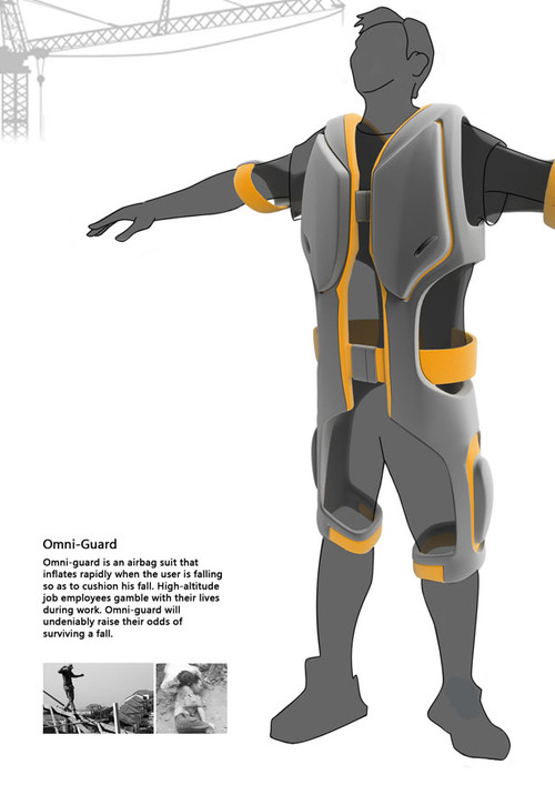 omni-guard, airbag suit, protection suit, high-altitude workers, future design, futuristic technology, Seah Tat Leong